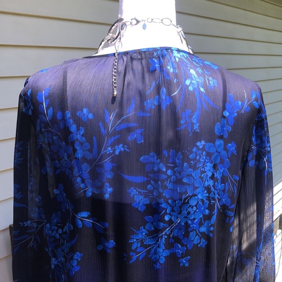 Navy Floral Shirt Dress by Express - Picture 10 of 16